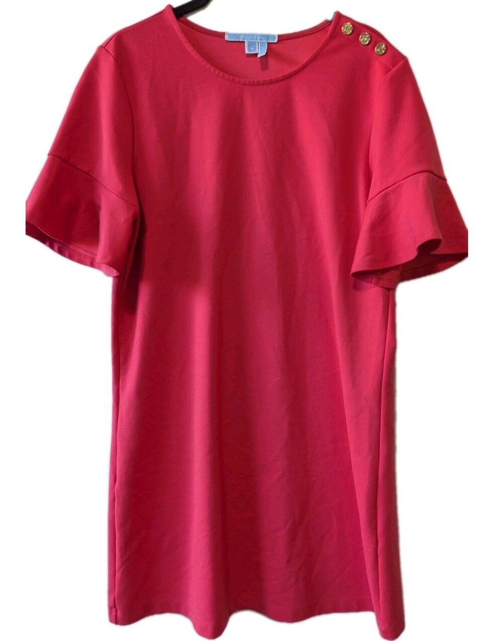 Draper James Hot Pink Sheath Dress Bell Flounce Sleeves Size Medium